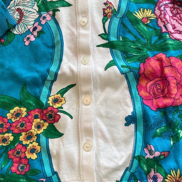 Talbots Blue Floral Lightweight Cardigan - Picture 5 of 7